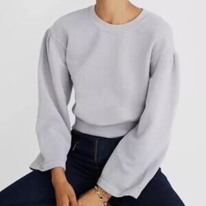 Madewell x Karen Walker Garment Dyed Sweatshirt S Gray Purple Bell Puff Sleeve